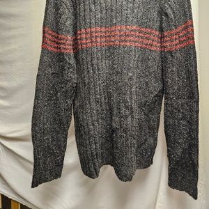 3for$25 Whispering Smith grey red knit sweater large long sleeve stripes